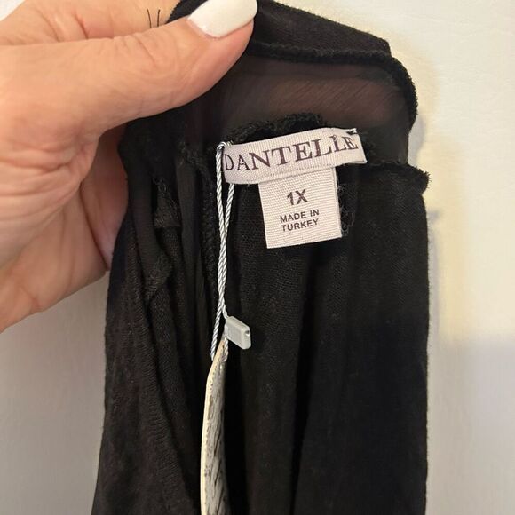 Dantelle Tunic Women 1x Sheer cut out Black Rayon linen boho whimsigoth goth NWT - Picture 13 of 13